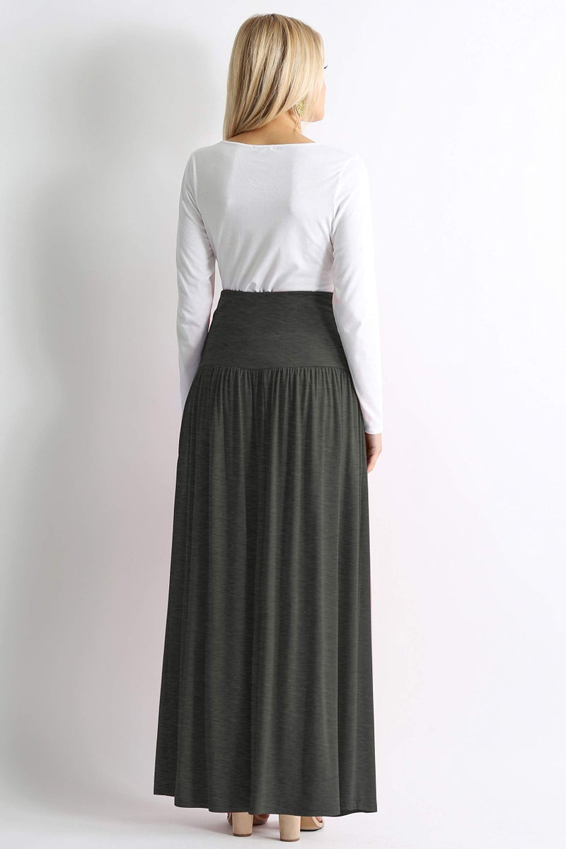 Simlu Charcoal Skirts for Women Ankle Length Skirt Casual Long Skirt High Waisted Maxi Skirt Reg and Plus Size Skirt Long Skirt (Size 3X-Large, Charcoal) - Image 3